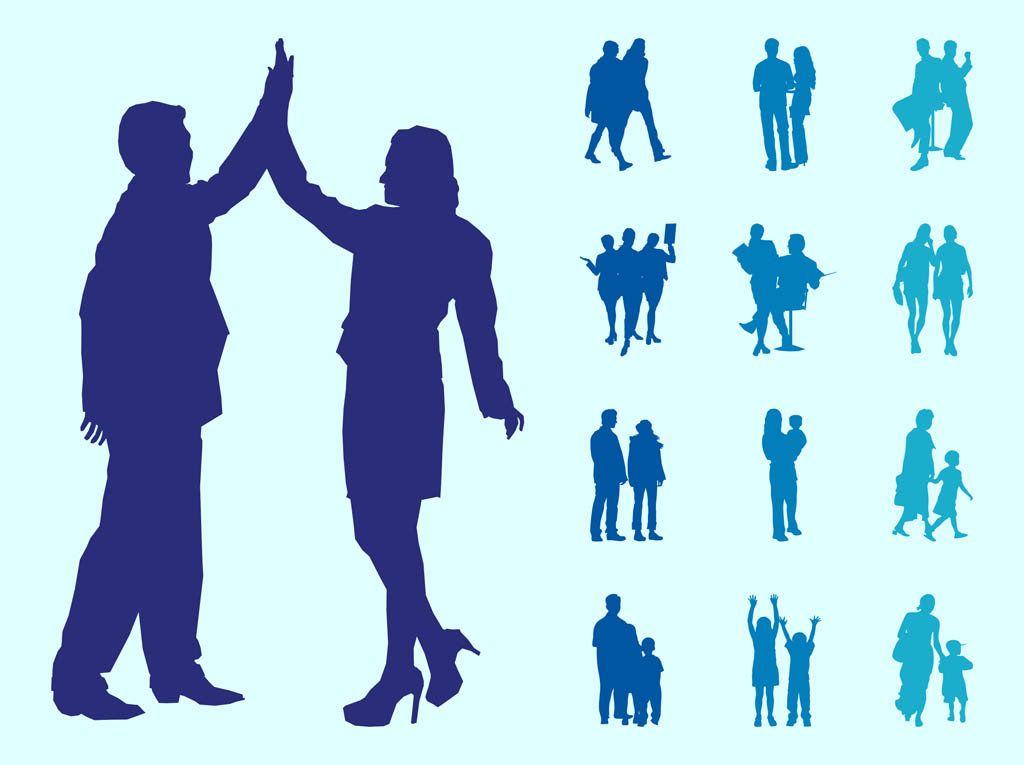 Download People In Couples Silhouettes Graphics Vector Art ...