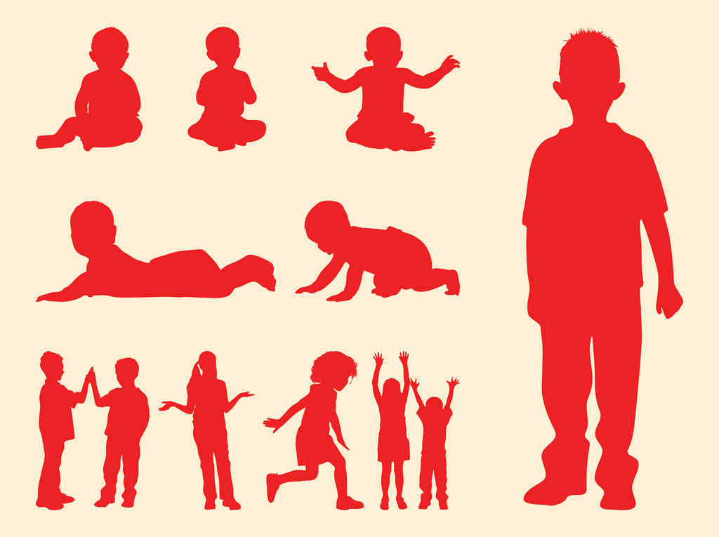 Download Kids And Babies Silhouettes Vector Art & Graphics ...