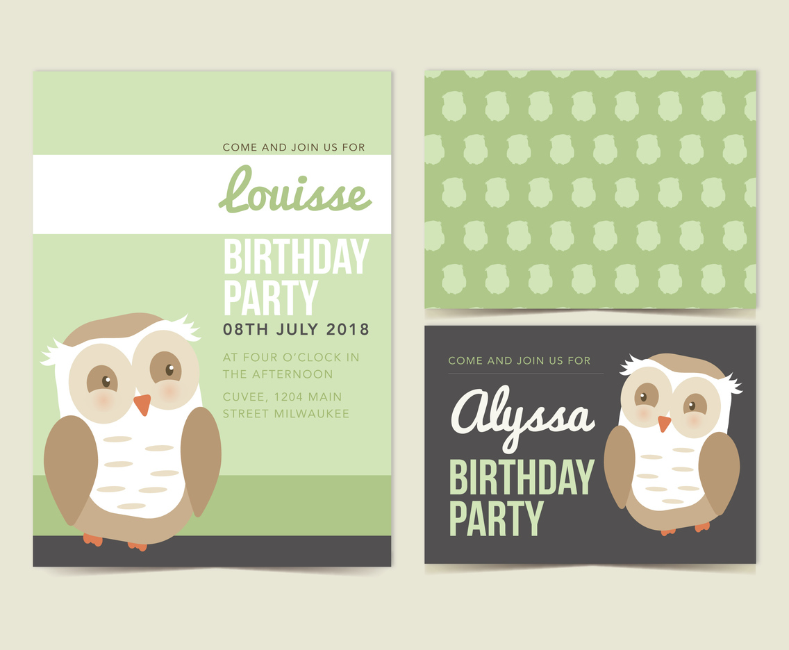 Download Vector Owl Birthday Invitation Vector Art & Graphics ...