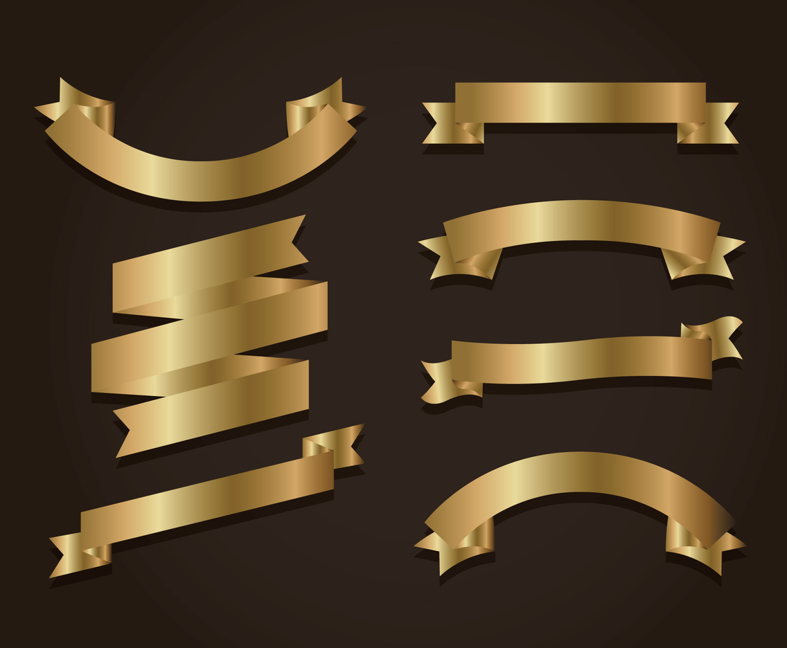 Gold Ribbons Set Vector Vector Art & Graphics | freevector.com