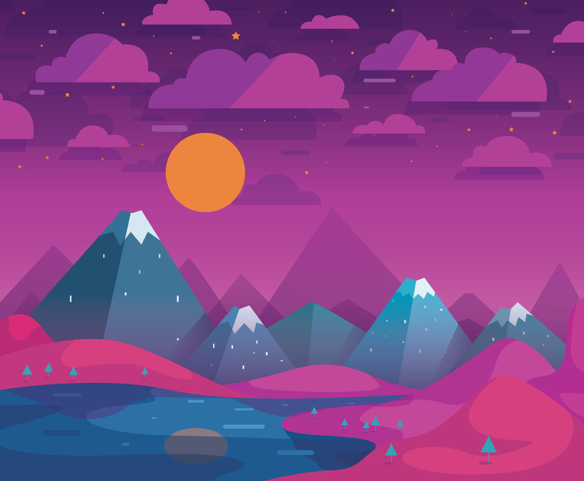 Sky With Night Landscape Vector Vector Art & Graphics | freevector.com