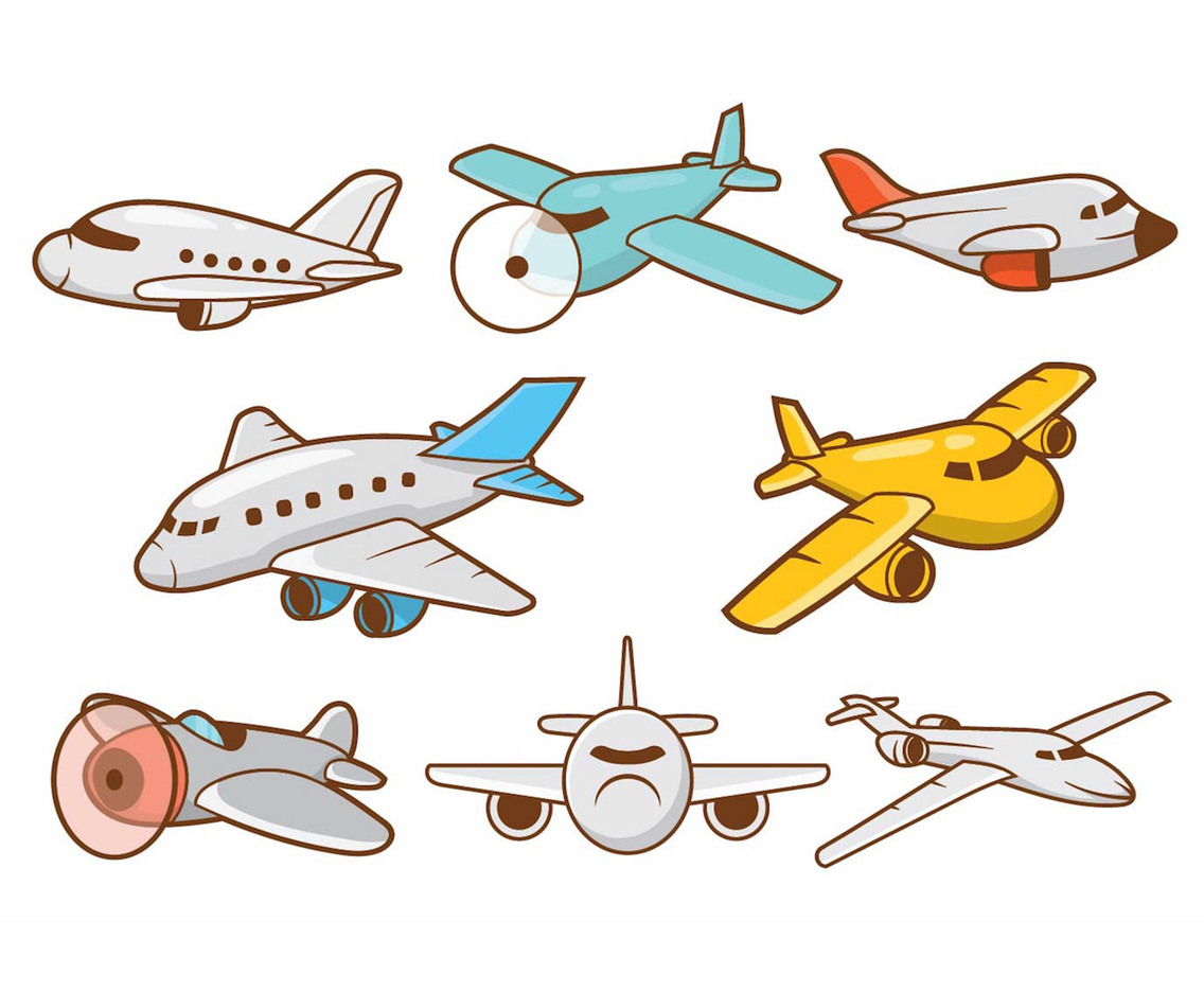 Cartoon Airplane Vector Set Vector Art & Graphics