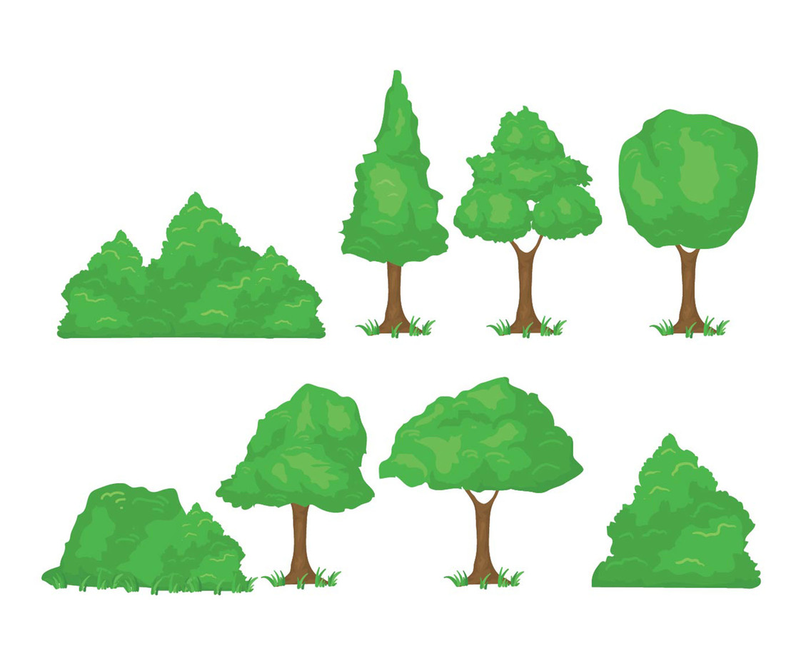 Cartoon Tree Set Vector Art & Graphics | freevector.com