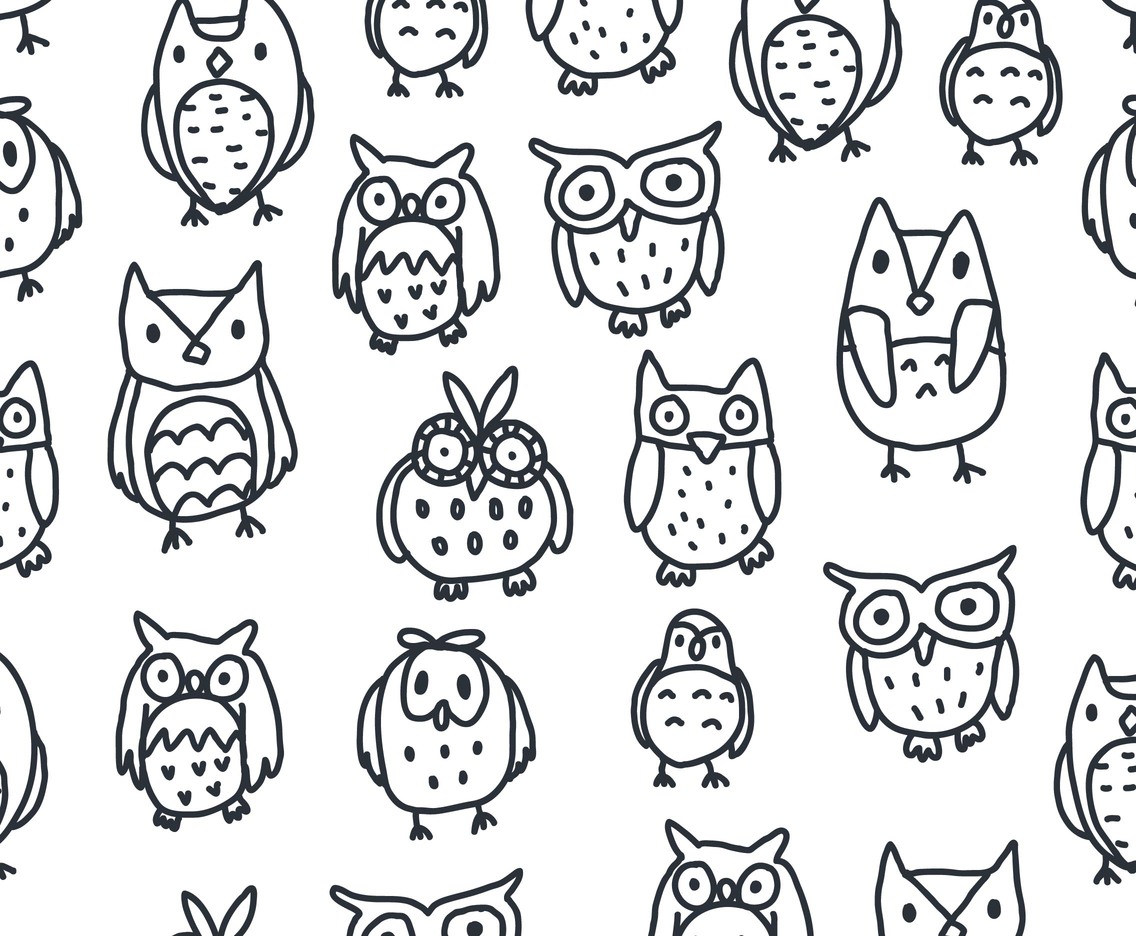 Black And White Owl Pattern Vector Vector Art Graphics