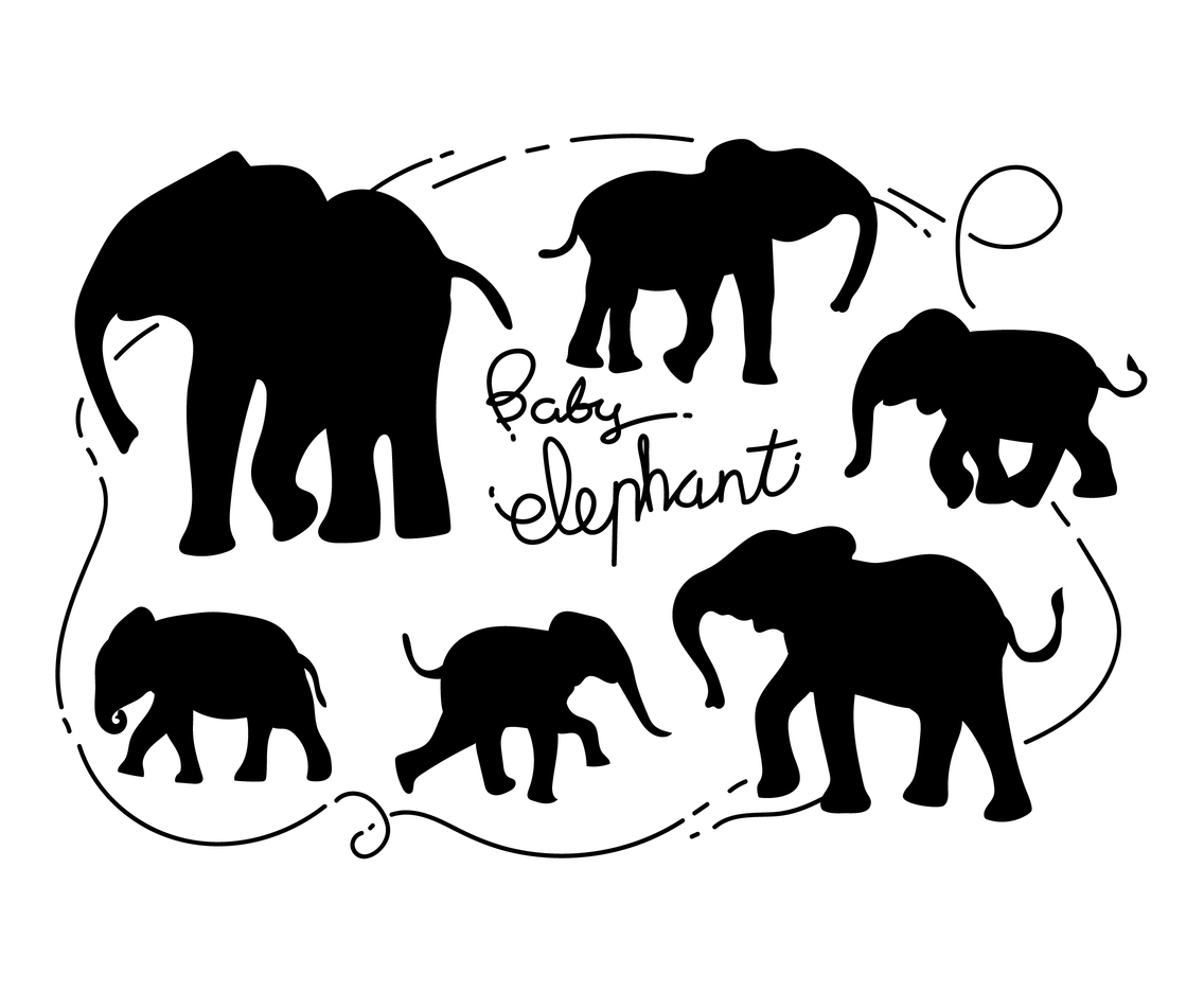 Download Free Baby Elephant Silhouette Vector Illustration Vector ...