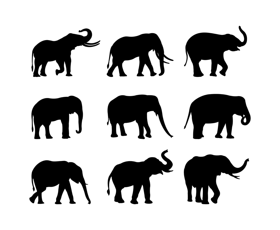 Download Set Of Elephant Silhouette Vector Art & Graphics | freevector.com