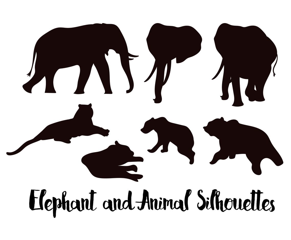 Download Elephant Silhouette With Animals Vector Art & Graphics | freevector.com