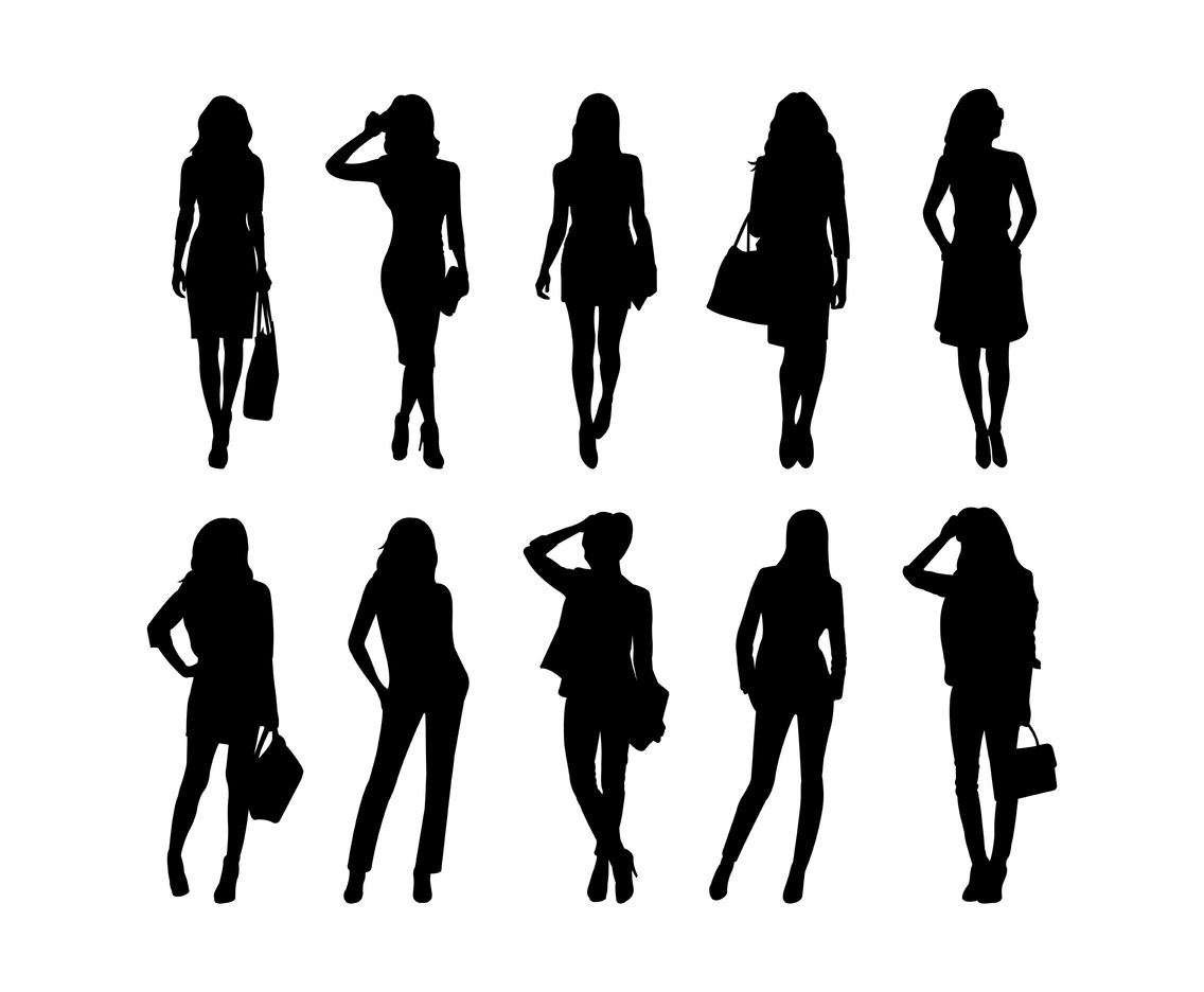 Download Set Of Woman Silhouettes Vector Vector Art & Graphics ...