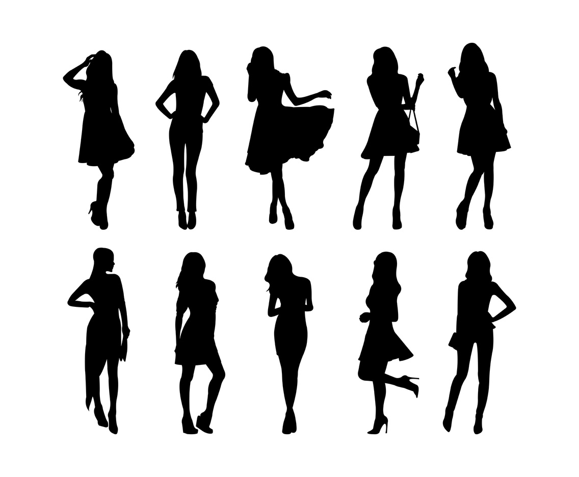 Download Set Of Woman Silhouettes Vector Vector Art & Graphics | freevector.com