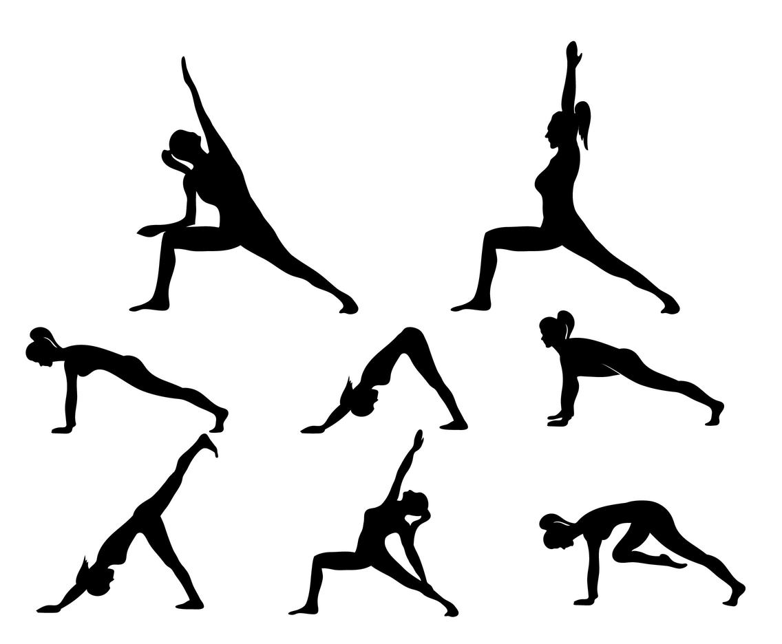 Download Yoga Woman Silhouette Set Vector Art & Graphics ...