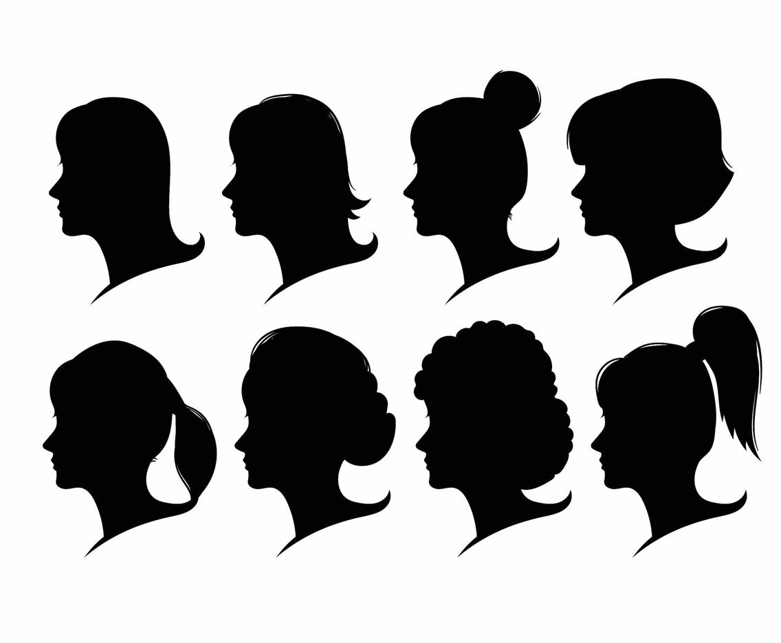 Woman Face Silhouette Set Vector Art & Graphics | freevector.com