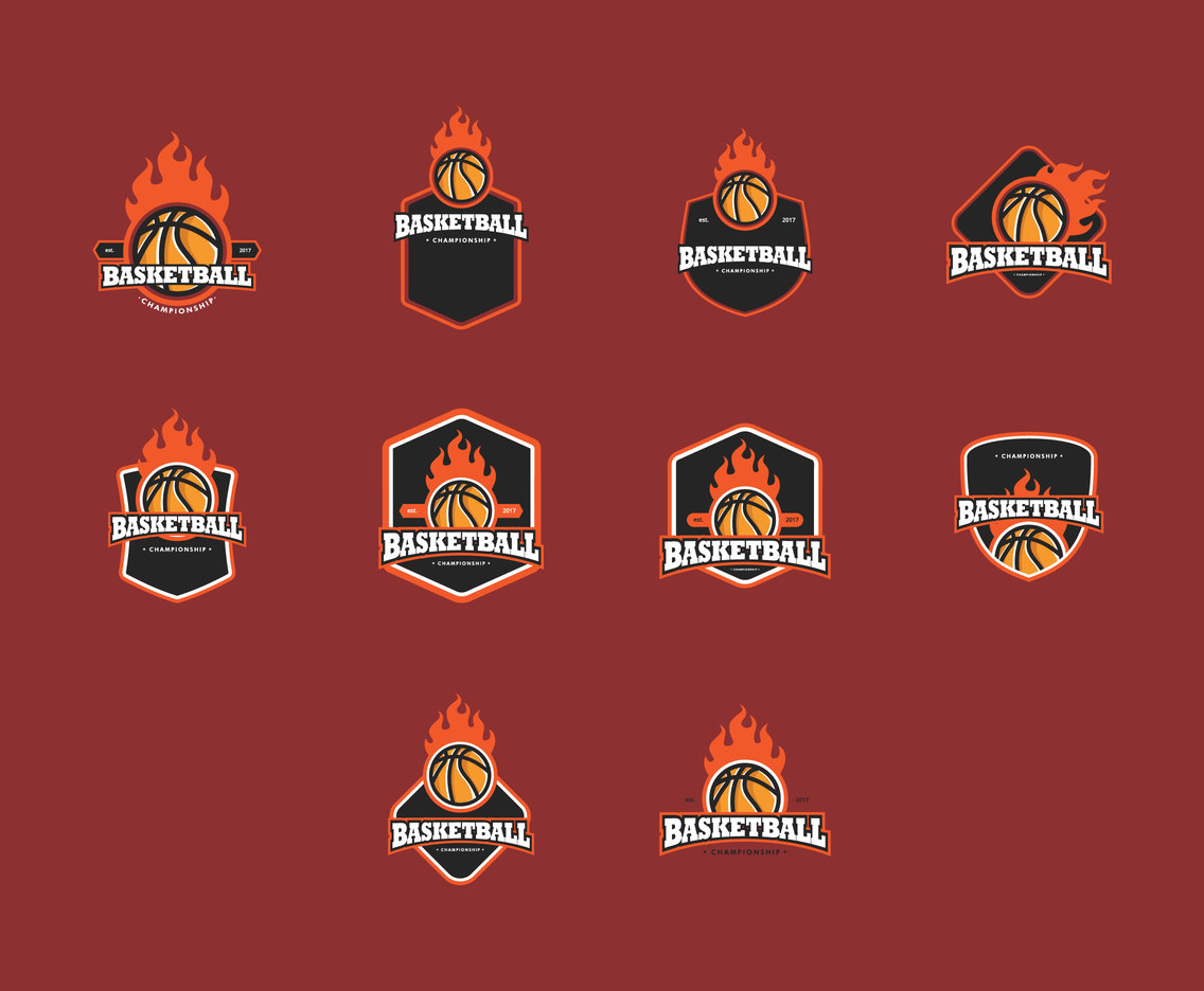 Basketball Logos Template Icon Set Vector Art & Graphics