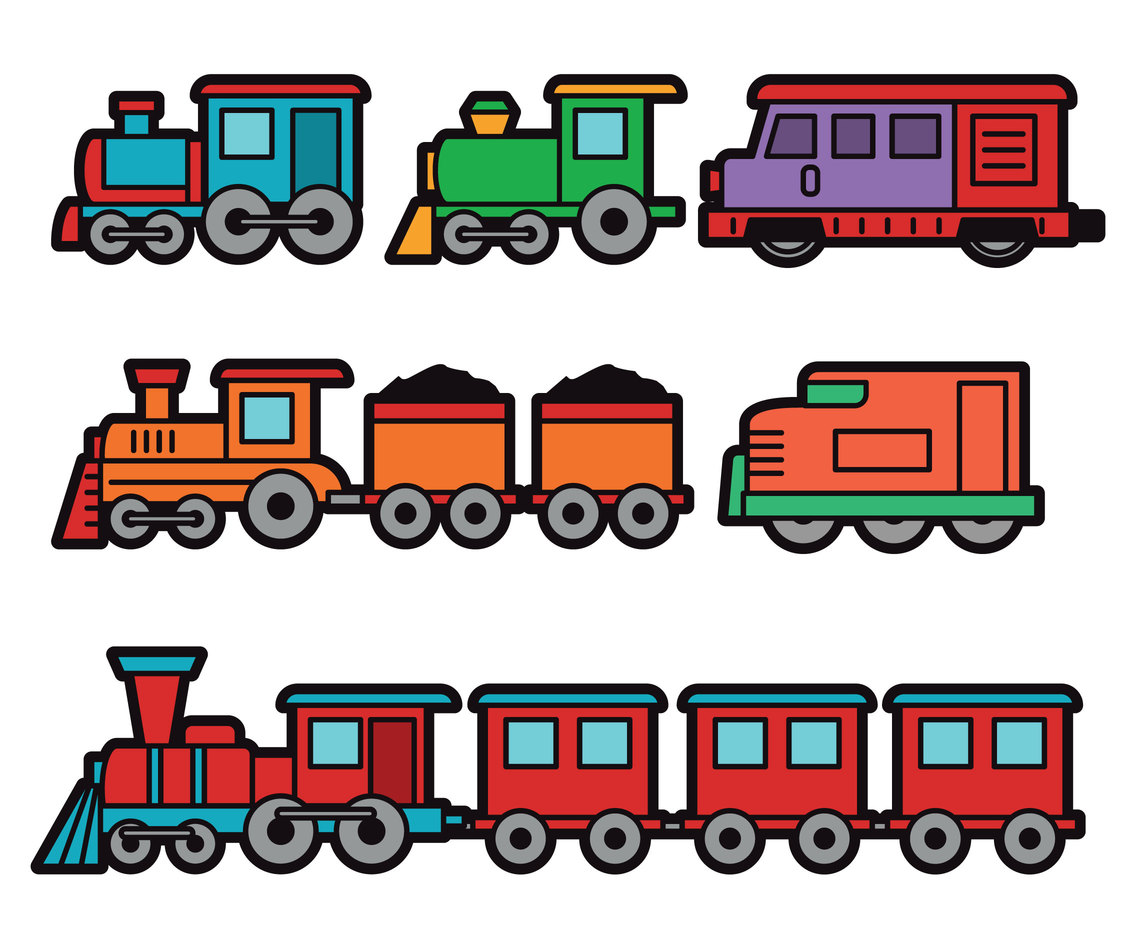 Colorful Train Cartoon Vectors Vector Art & Graphics | freevector.com