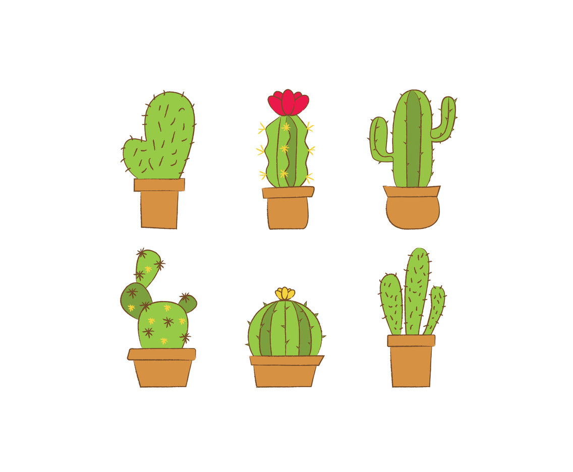 Cactus In Pots Vector Vector Art & Graphics