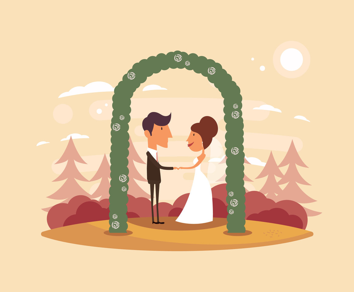 Premium Vector  Bride and groom get married illustration