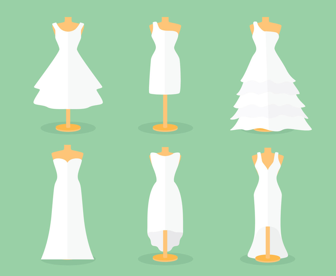 Download Flat Bride Dress Vector Set Vector Art & Graphics ...