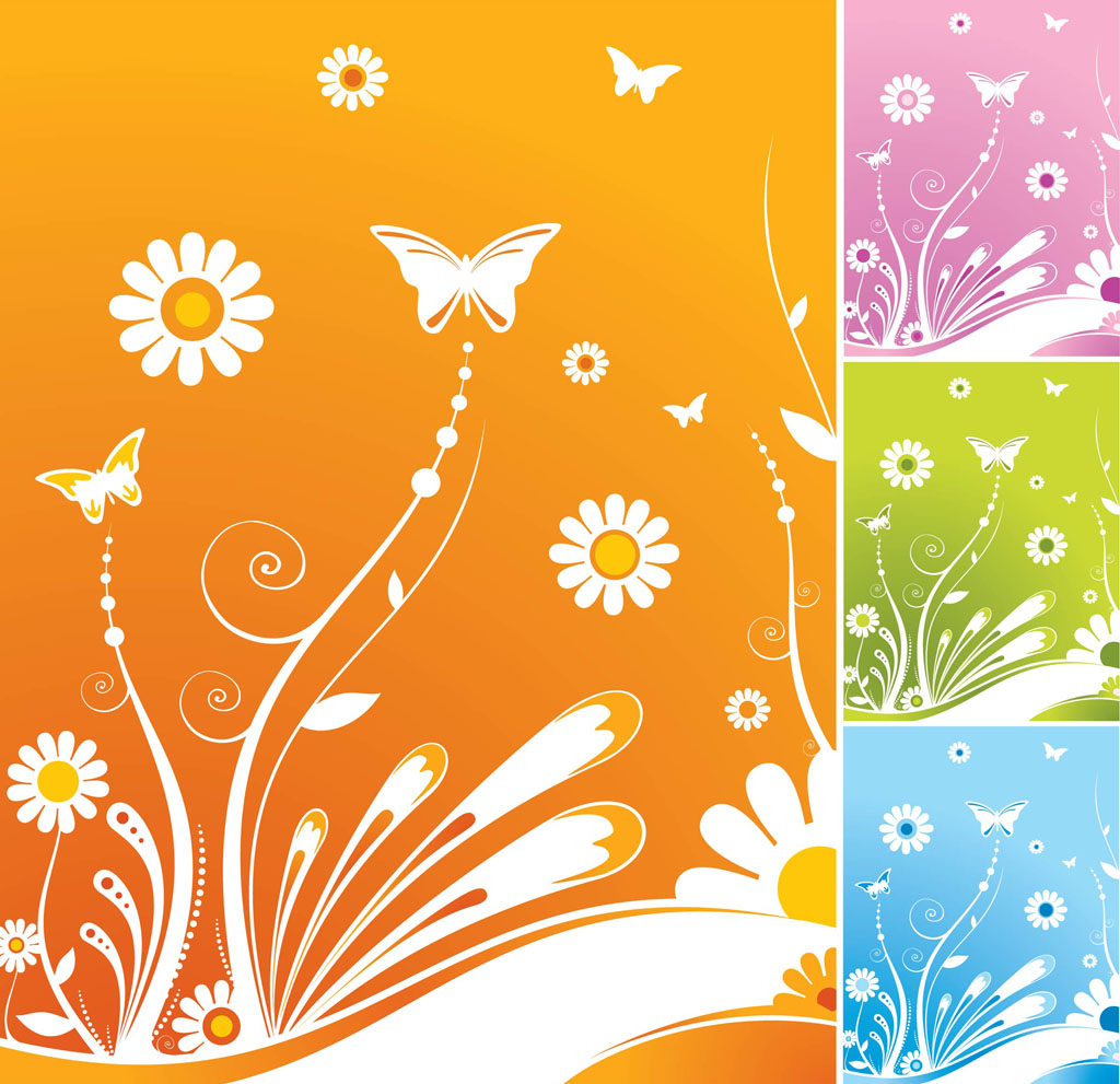 Spring Flowers Butterfly Vector Vector Art & Graphics ...
