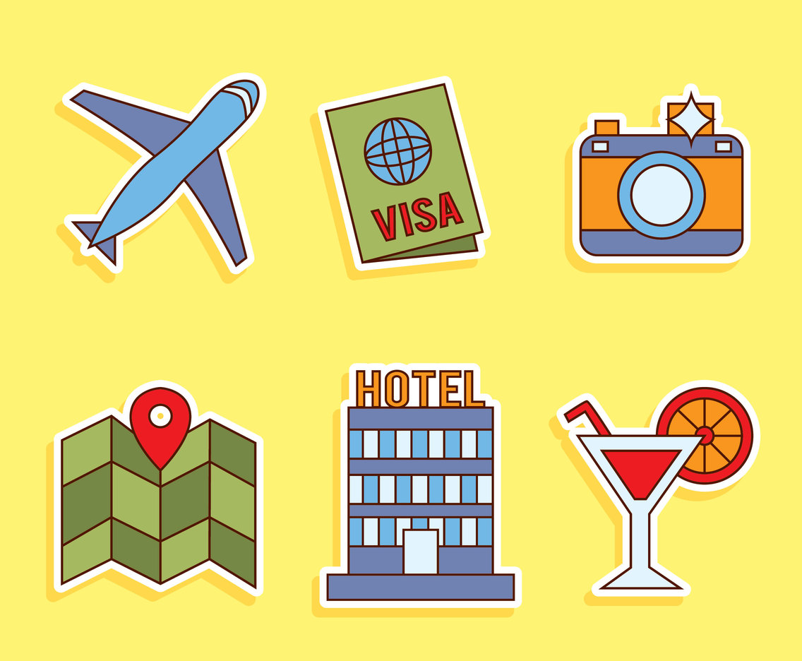 Travel Element Sticker Icons Vector Vector Art & Graphics