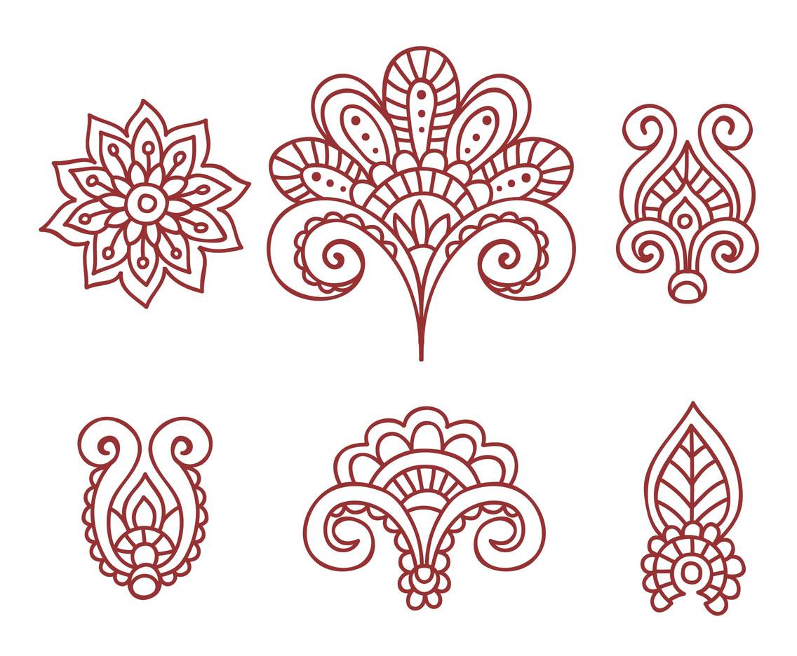 Henna Tattoo Floral Ornamnet Vector Vector Art & Graphics | freevector.com