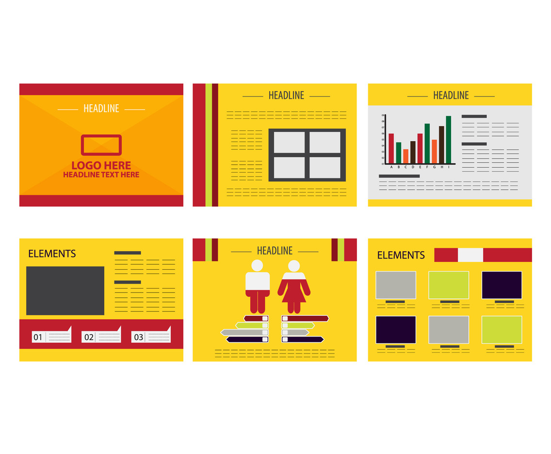 Yellow Powerpoint Presentation Design Vector Art Graphics