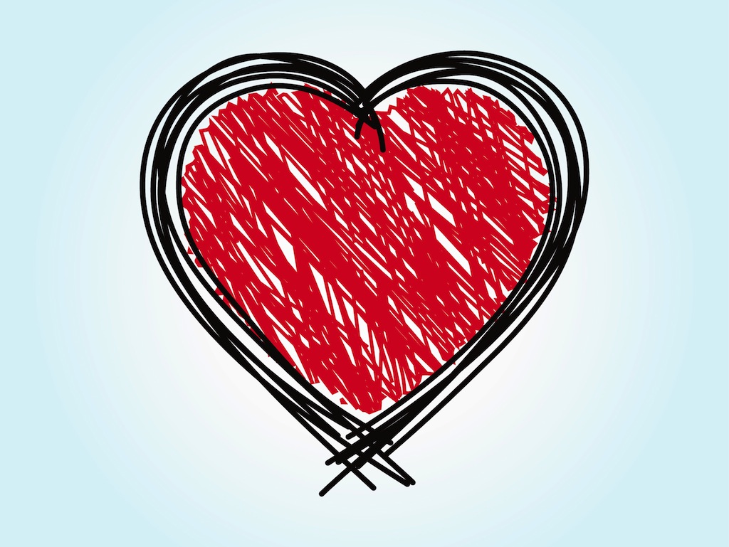 Red Scribbled Heart Clip Art - Red Scribbled Heart Image