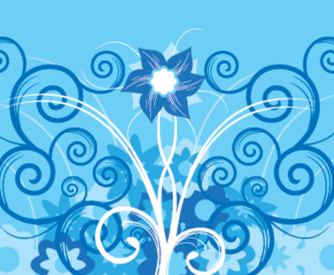 blue swirls and flowers