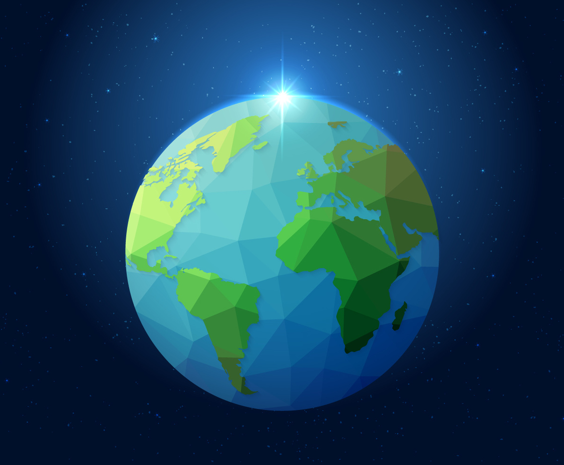 Polygonal Globe In Space Vector Art Graphics Freevector Com