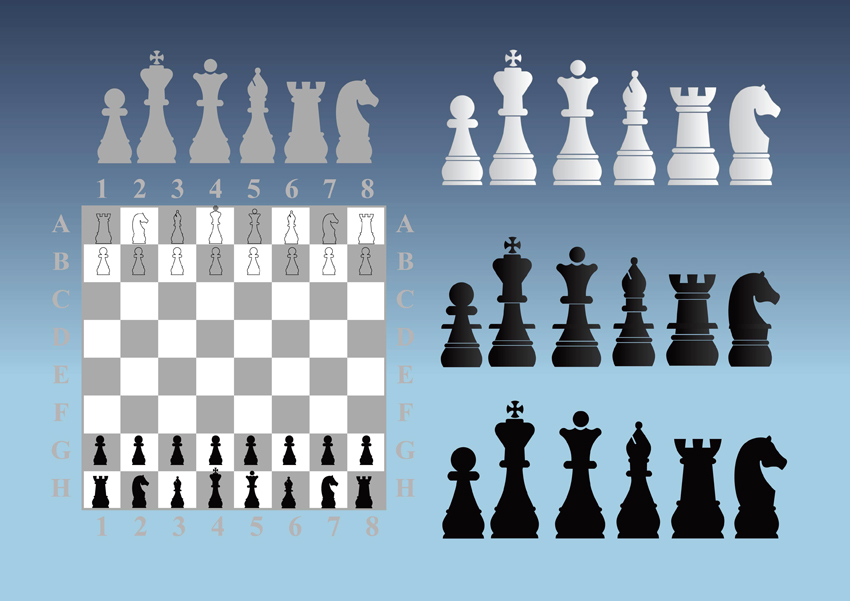 Cartoon character playing chess game Royalty Free Vector