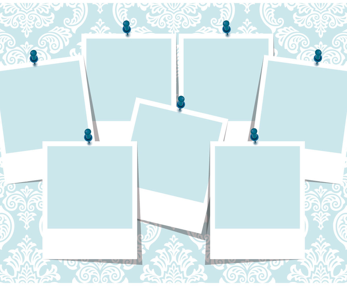 Blue Damask Photo Collage Template Vector Art & Graphics