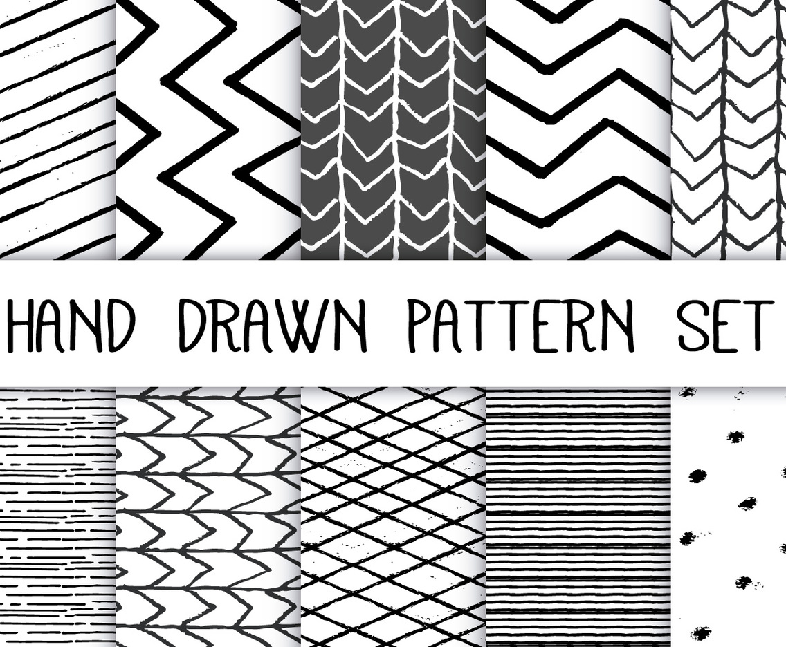 Hand Drawn Pattern Set Vector Art & Graphics