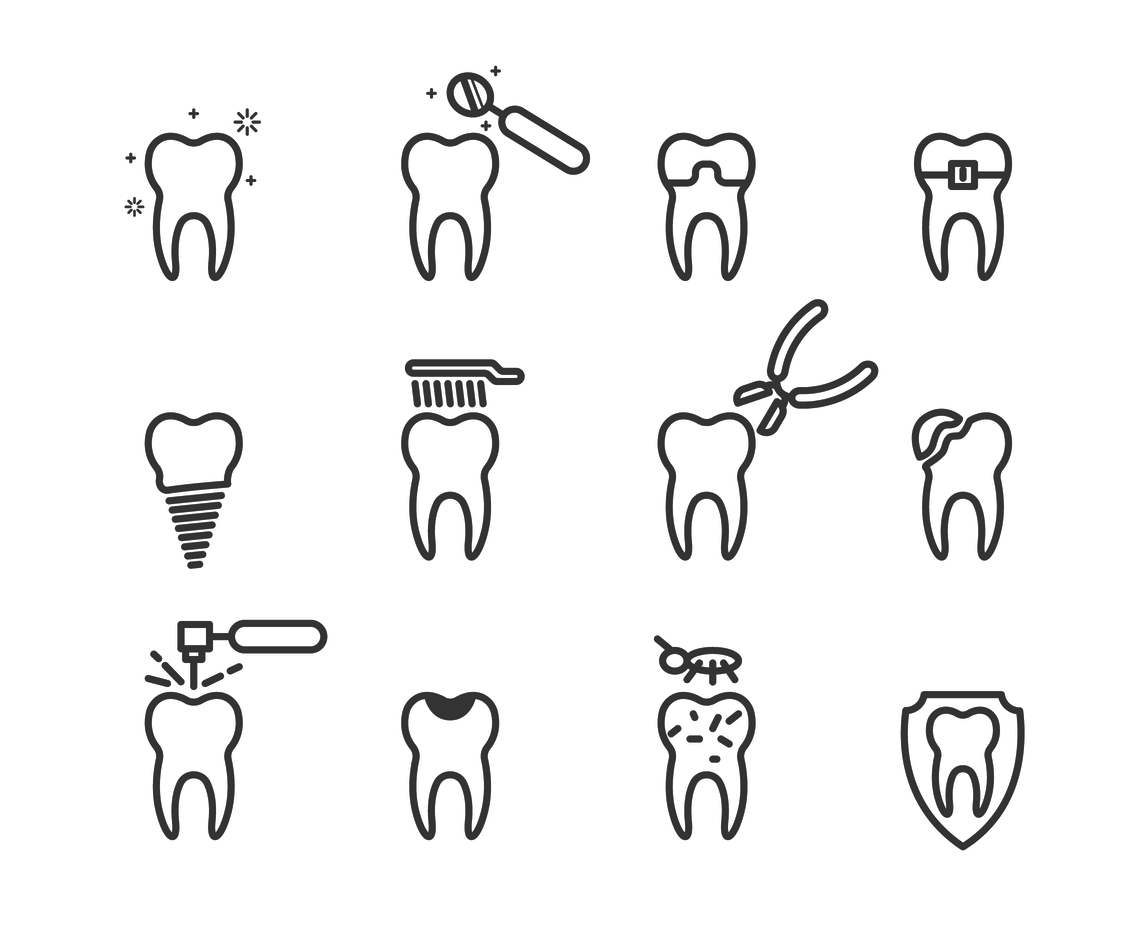 Vector Set Of Dental Outline Icon Vector Art & Graphics | freevector.com
