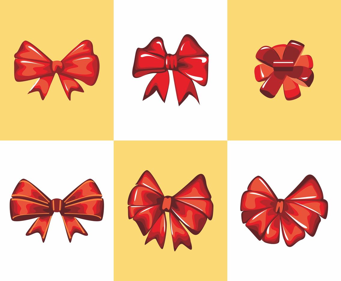 Set of silk red ribbons with bows decoration Vector Image