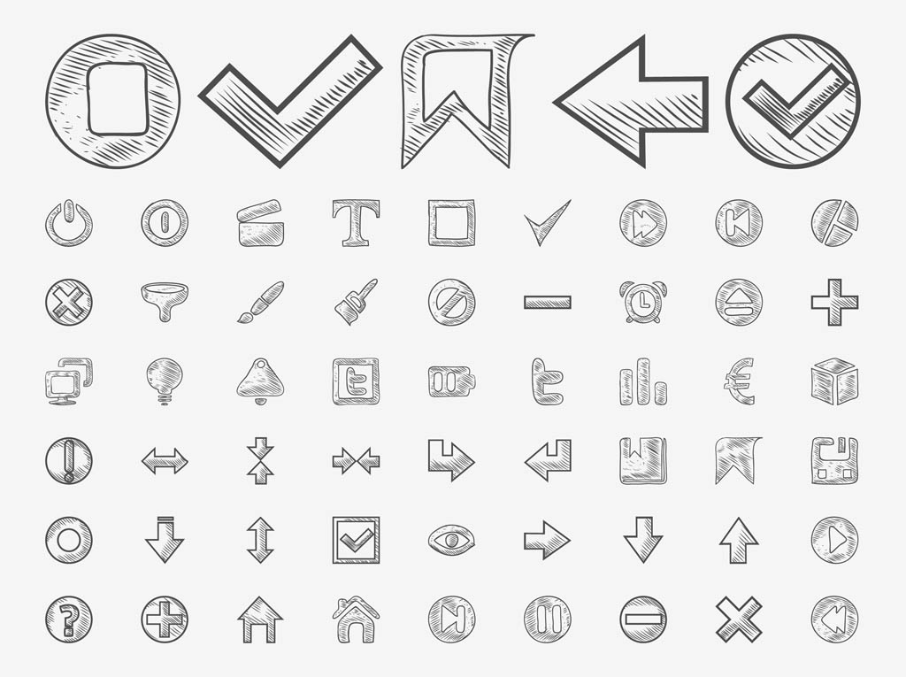 Hand Drawn Icons Vector Vector Art & Graphics | freevector.com