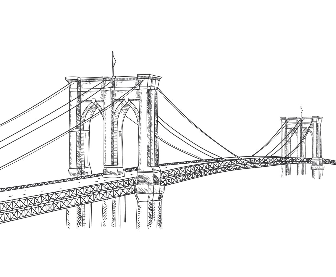 Hand Drawn Brooklyn Bridge Vector Art & Graphics