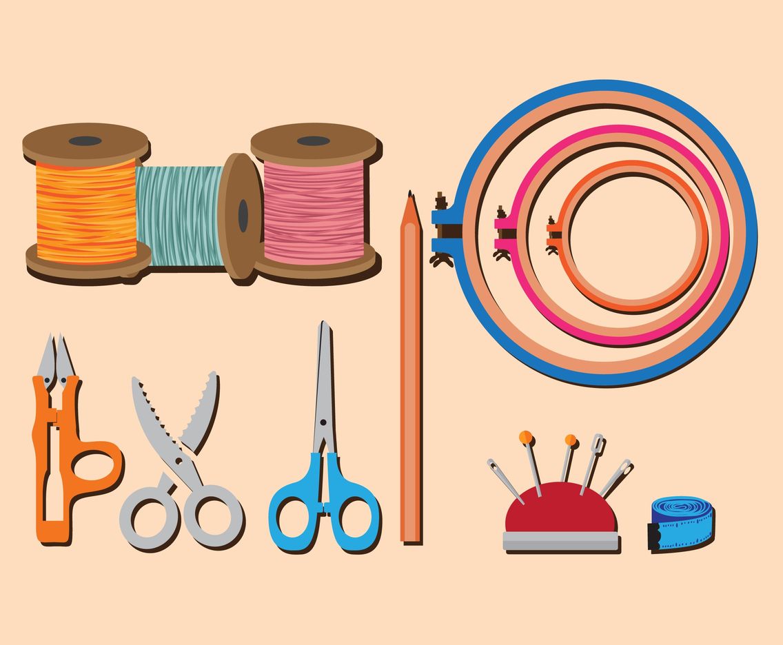 Embroidery Tools Vector Art & Graphics