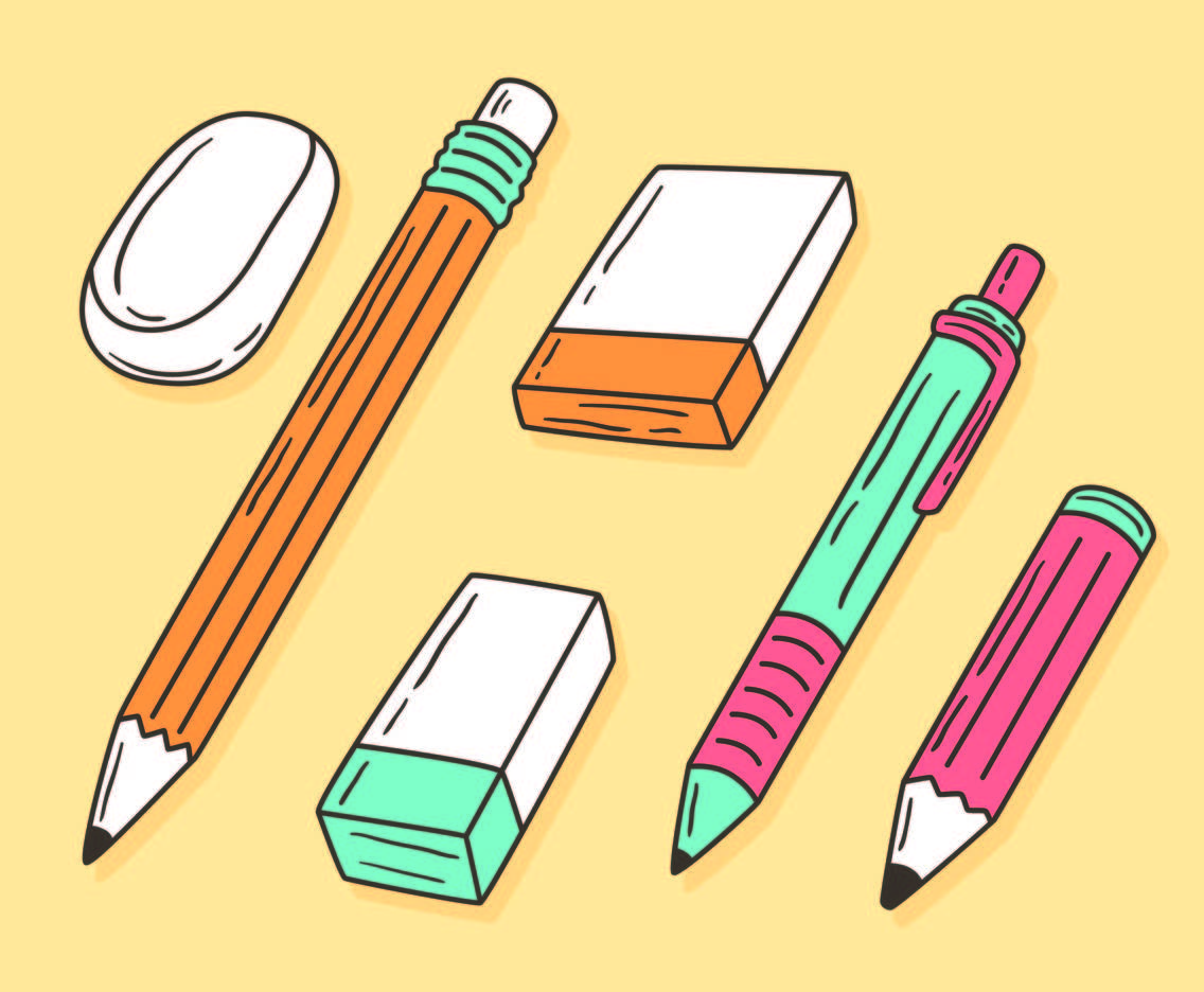 Pencil And Eraser Collection Vector Vector Art & Graphics