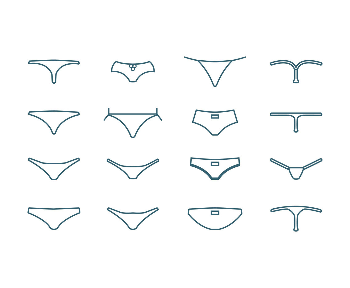 Different types of panties. Collection of lingerie. Vector