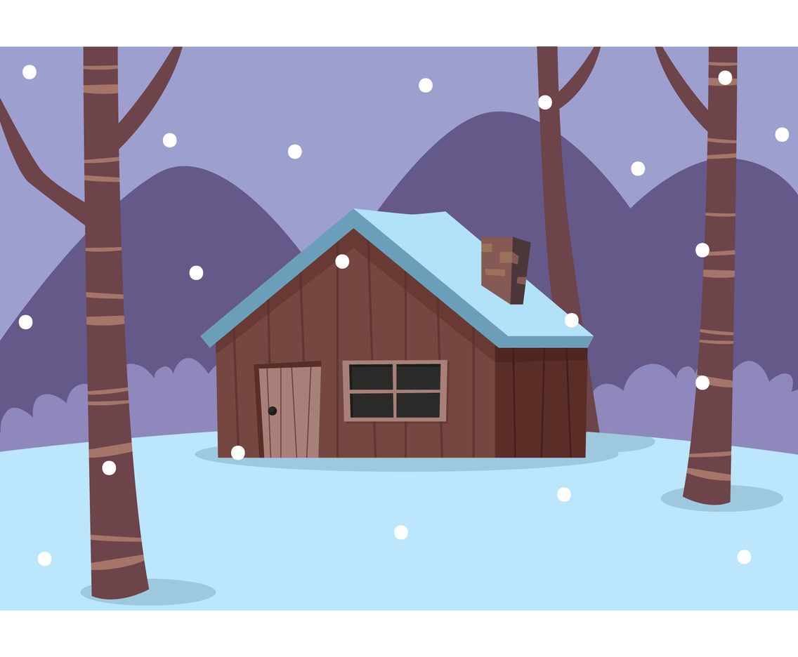 Images Of Cartoon Log Cabin In Snow
