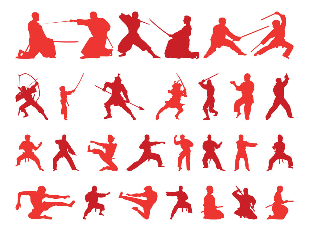 Martial Arts Silhouettes Vector Art &amp; Graphics ...