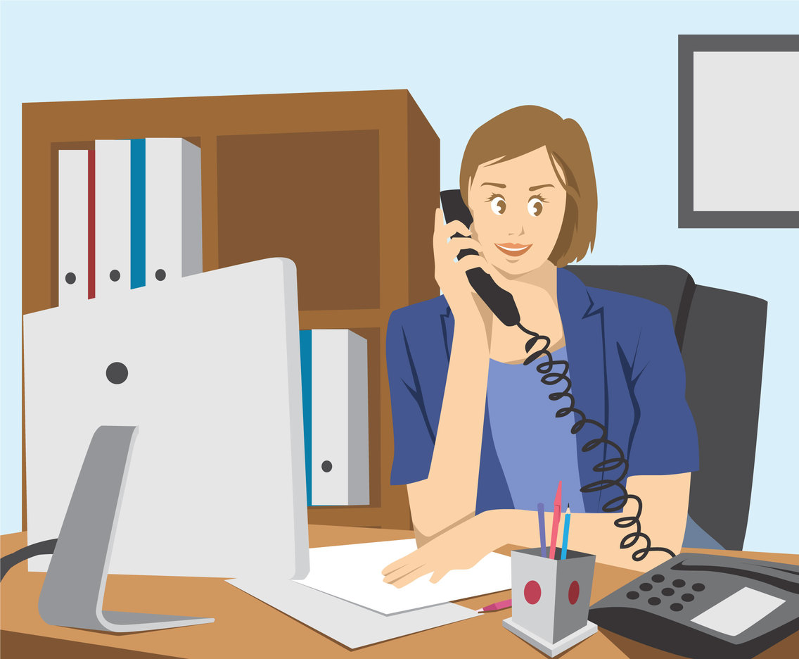 busy receptionist clipart
