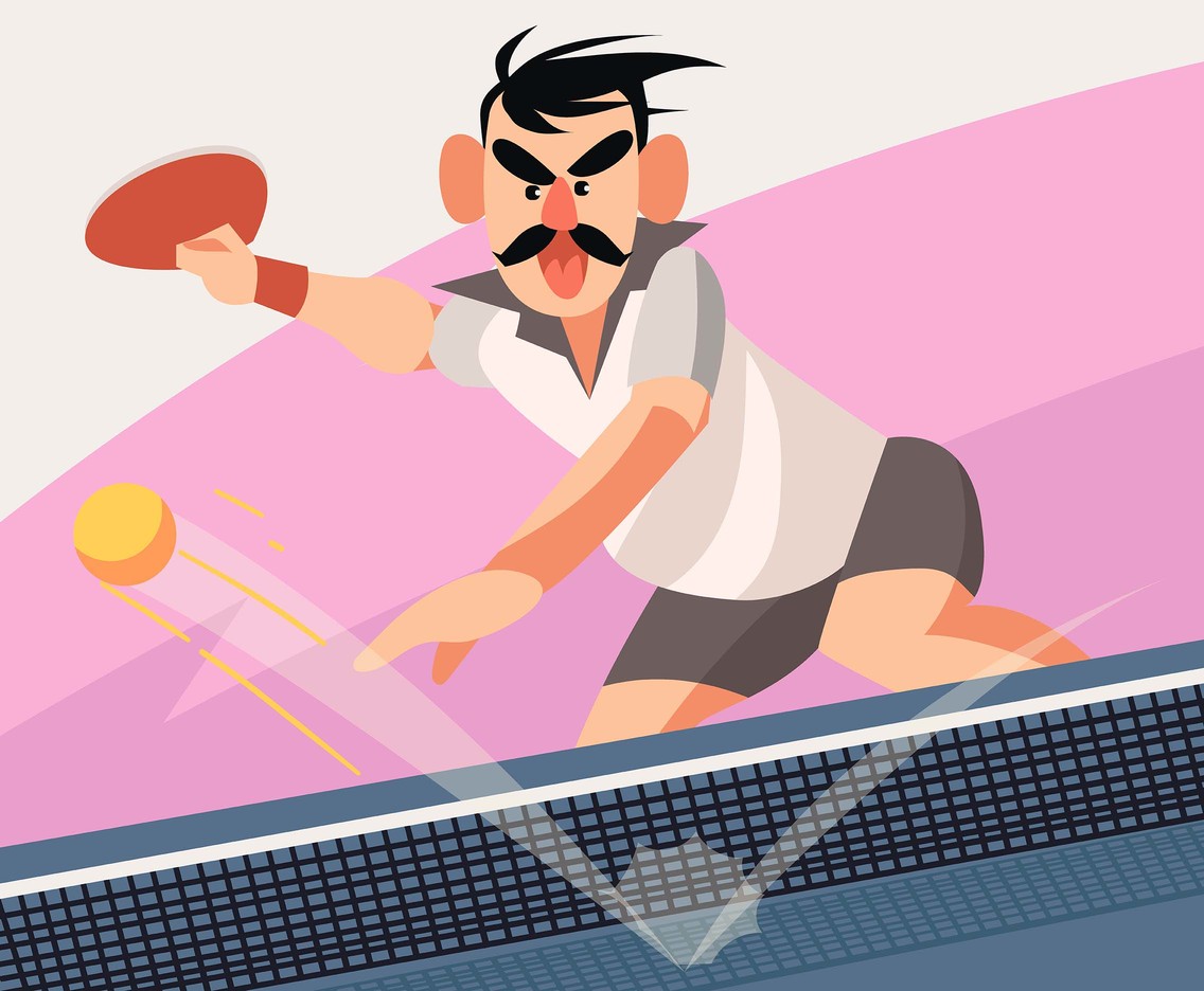 Ping Pong Player Sport Cartoon T-shirt Design Vector Download