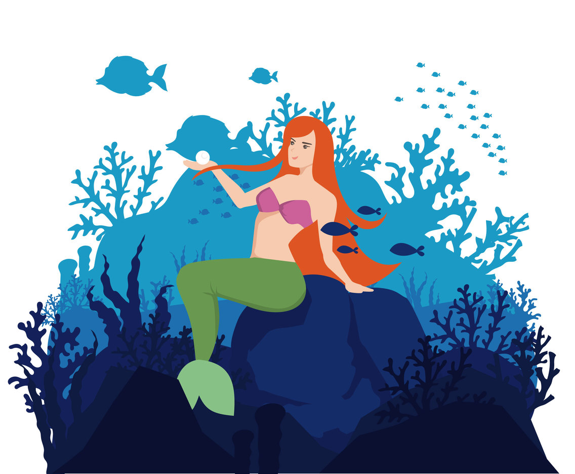 Mermaid Vector Illustration Vector Art And Graphics