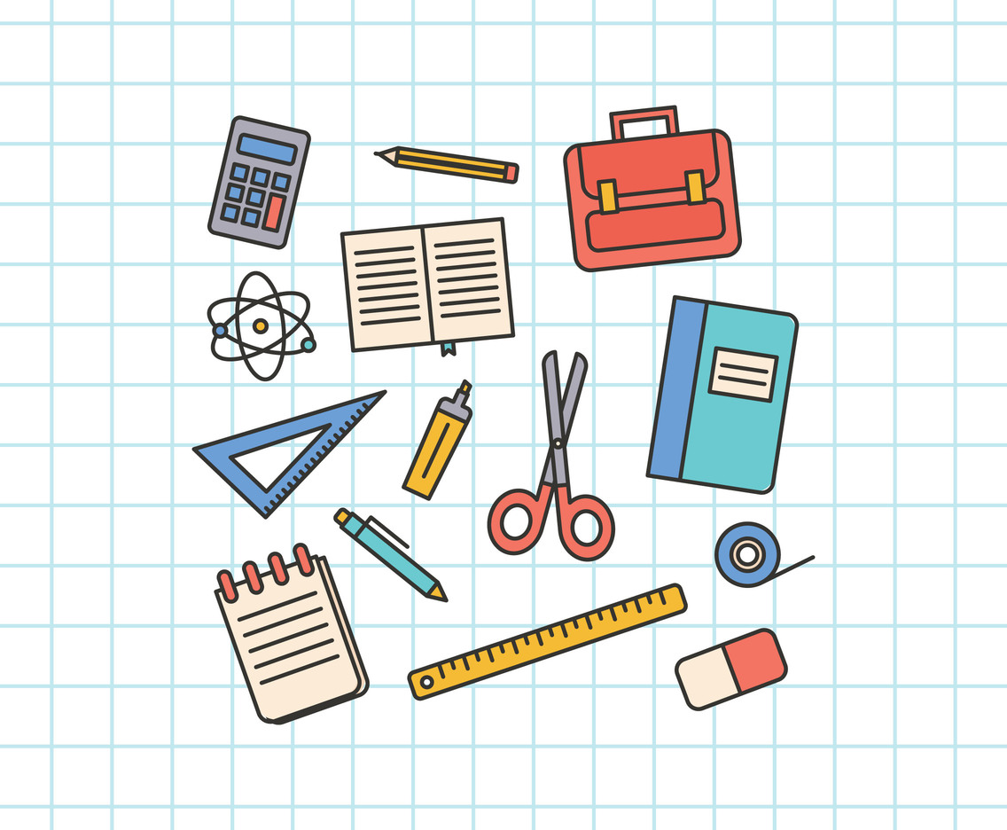 Outlined Educational Stuff For A Background Vector Art & Graphics |  