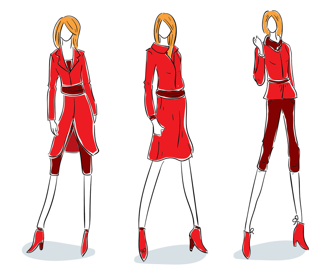 Red Fashion Model Vector Vector Art & Graphics | freevector.com
