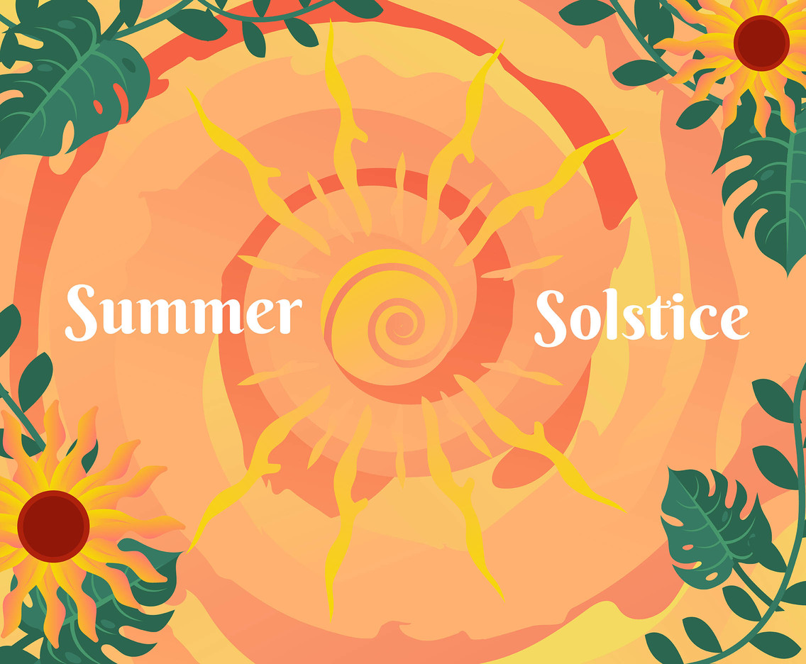 Summer Solstice Vector With Sunflower Vector Art & Graphics