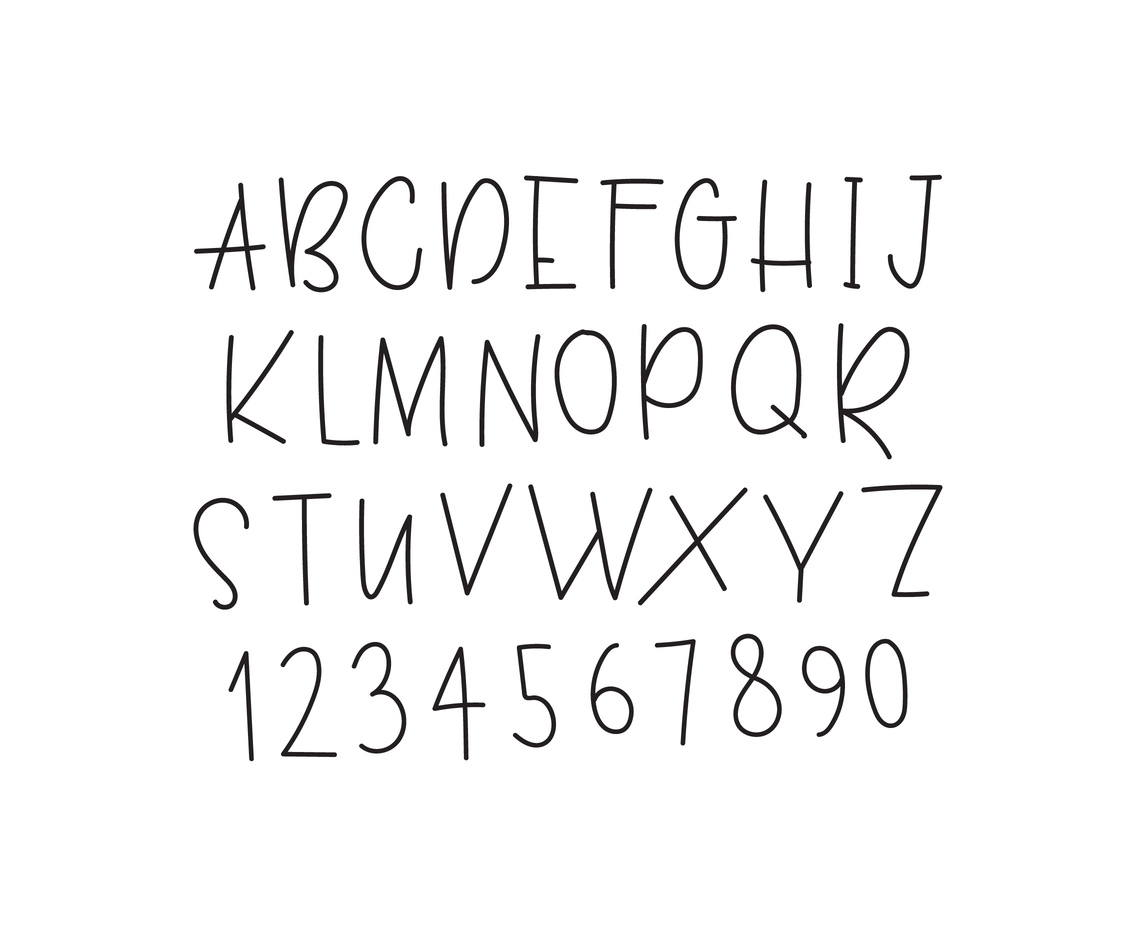 Premium Vector  Hand made font alphabet