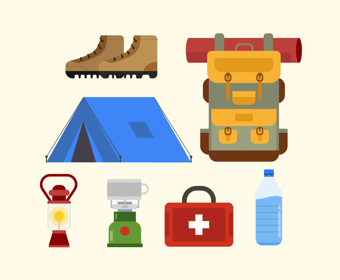 Supplies For Camping Vector Vector Art & Graphics ...