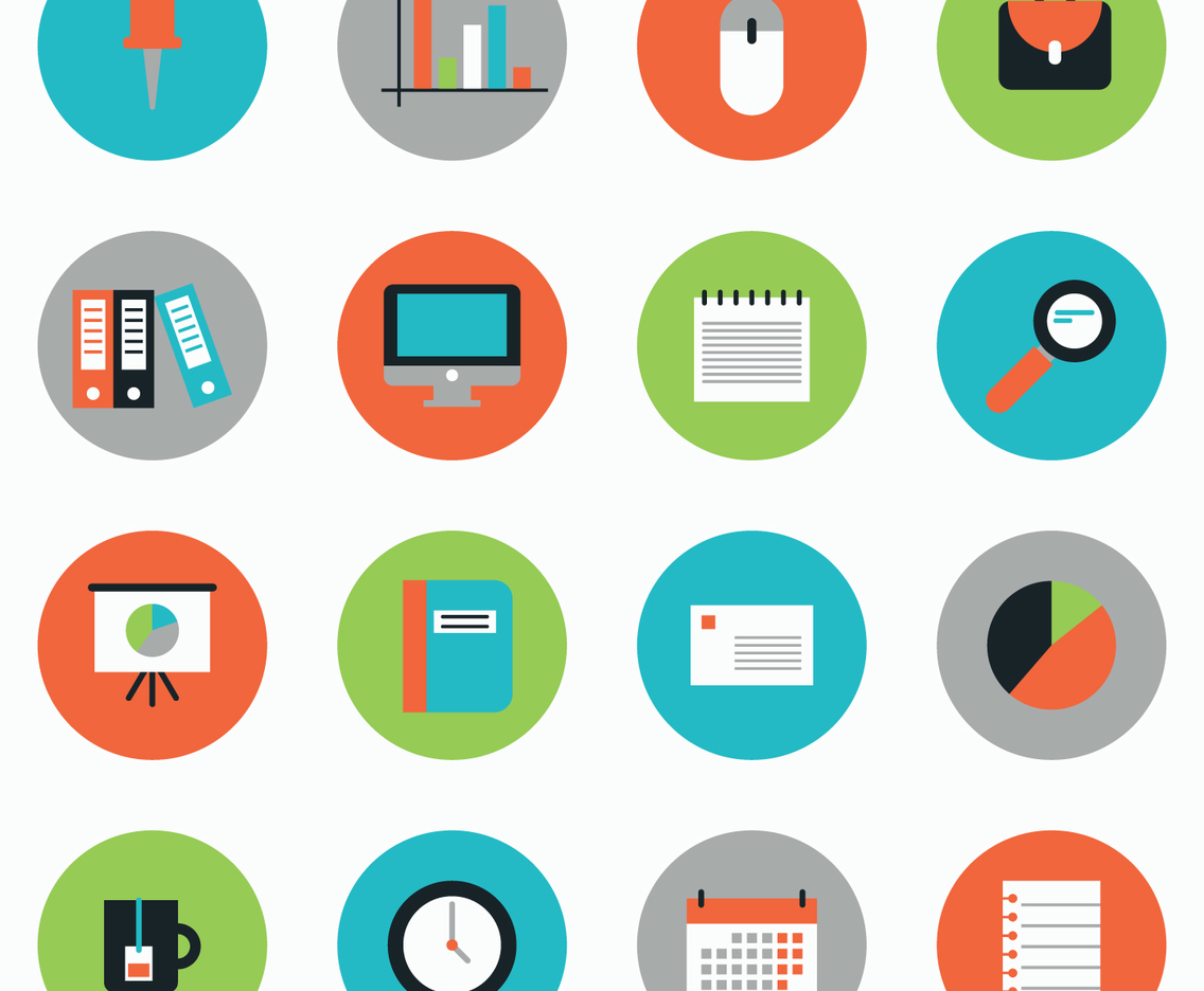 Colorful Flat Business Icons  Vector Art Graphics 
