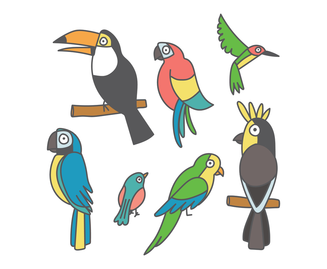 Set Of Clipart Birds Vector Art & Graphics | freevector.com