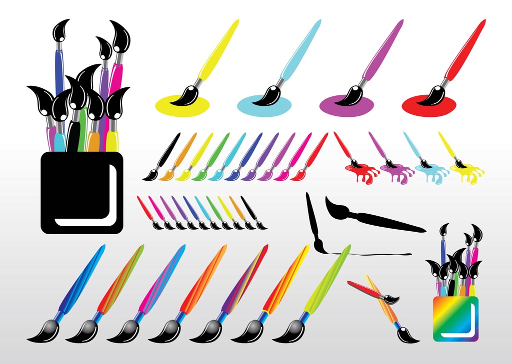 Paint Brush Set Vector Art & Graphics | freevector.com